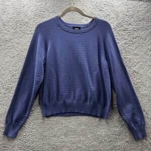 Monrow Women's Small Blue‎ Knit Sweater Crew Neck Comfort Quiet Luxury